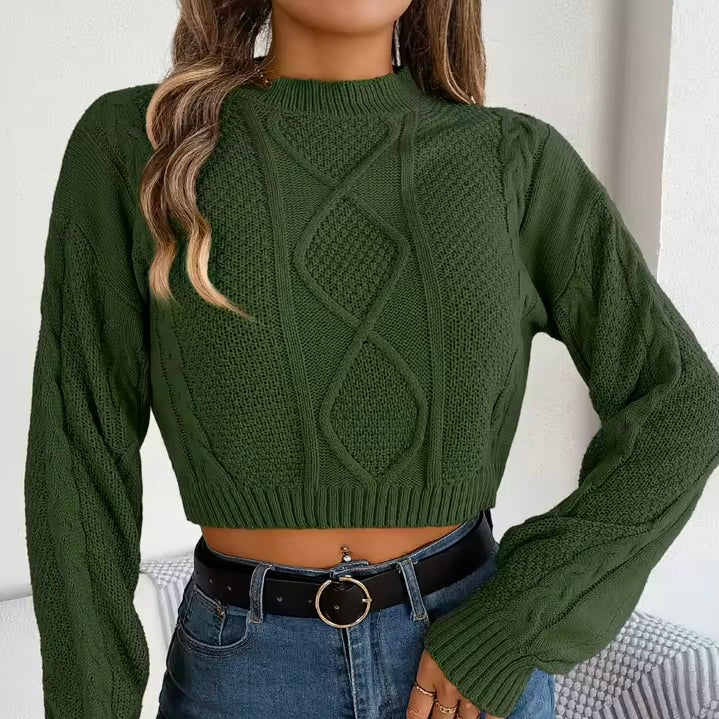 Cable-Knit Cropped Sweater