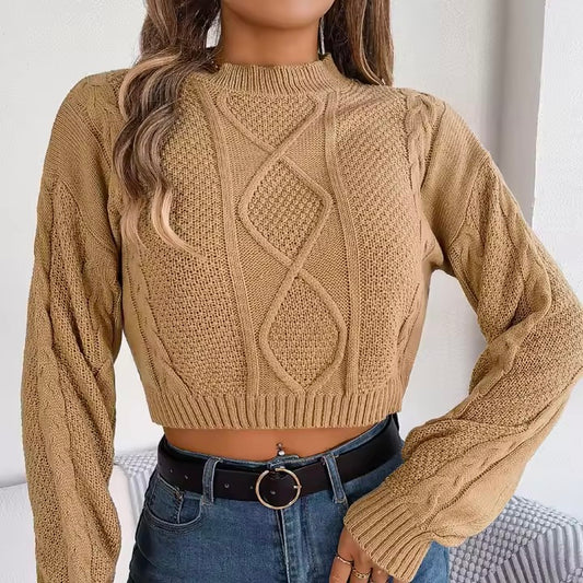 Cable-Knit Cropped Sweater