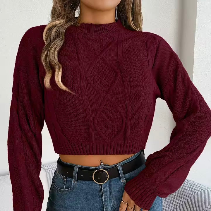 Cable-Knit Cropped Sweater
