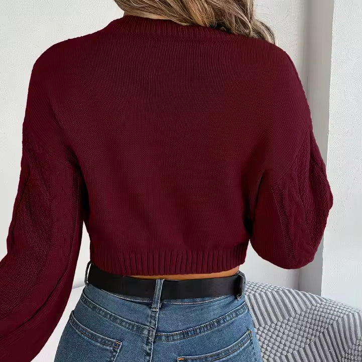 Cable-Knit Cropped Sweater