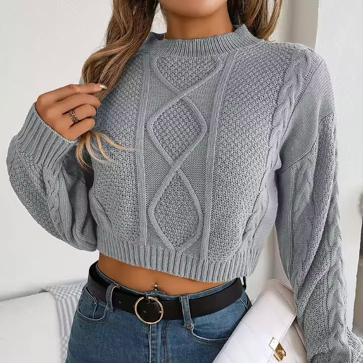 Cable-Knit Cropped Sweater
