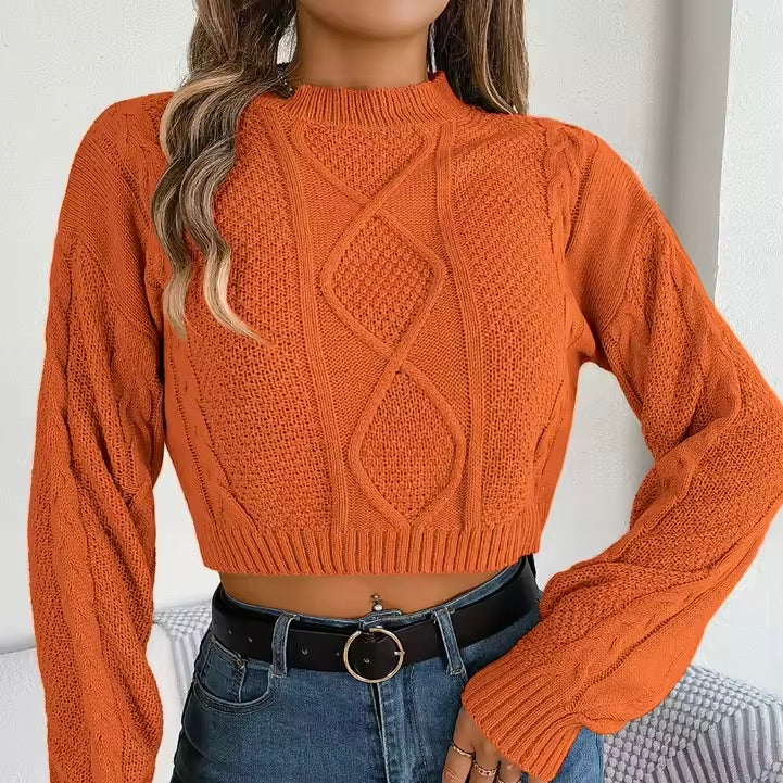 Cable-Knit Cropped Sweater